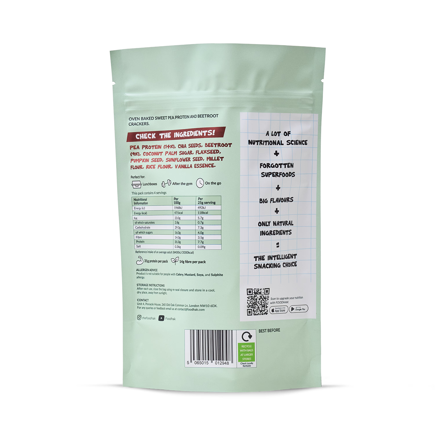 Sweet beetroot protein crackers, UK version