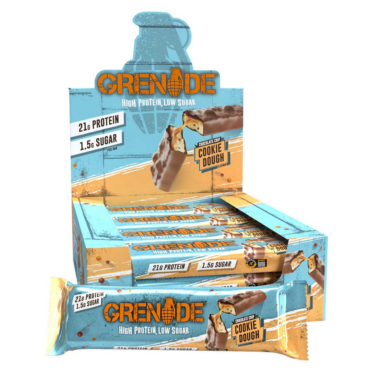 Grenade Carb Killa High Protein Bar Chocolate Chip Cookie Dough - 60g x 12 Bars GOODS Boots   