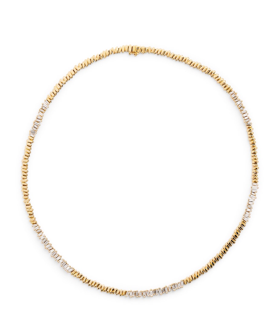 Suzanne Kalan gold diamond tennis necklace, imported from the UK