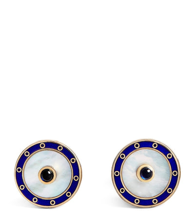 Harrods Deakin & Francis Yellow Gold and Sapphire Chain-Link Cufflinks- Buy online at McGrocer