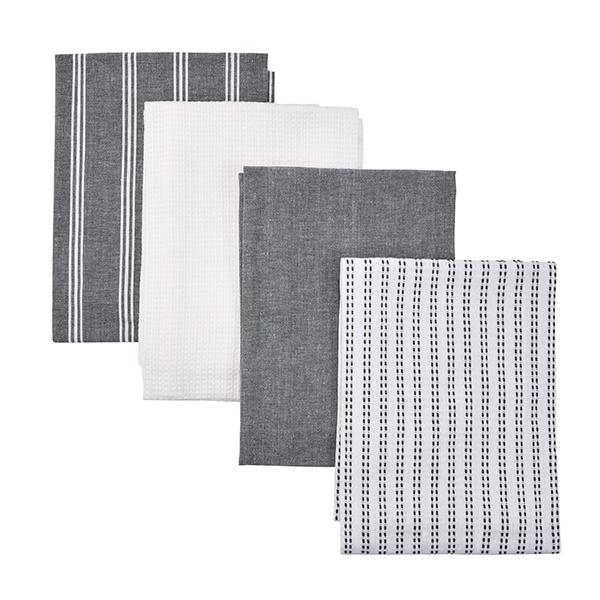 Habitat Grey Butchers Stripe 4pk