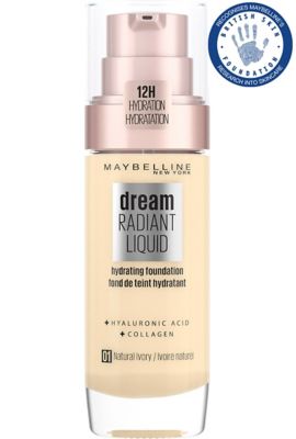 Maybelline Dream Radiant Liquid Hydrating Foundation with Hyaluronic Acid and Collagen GOODS Boots Natural Ivory  