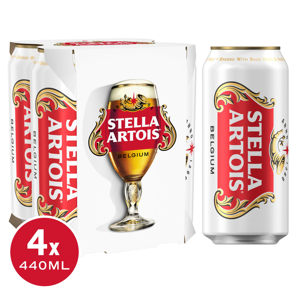 Stella Artois Premium Lager Beer Cans 4x440ml