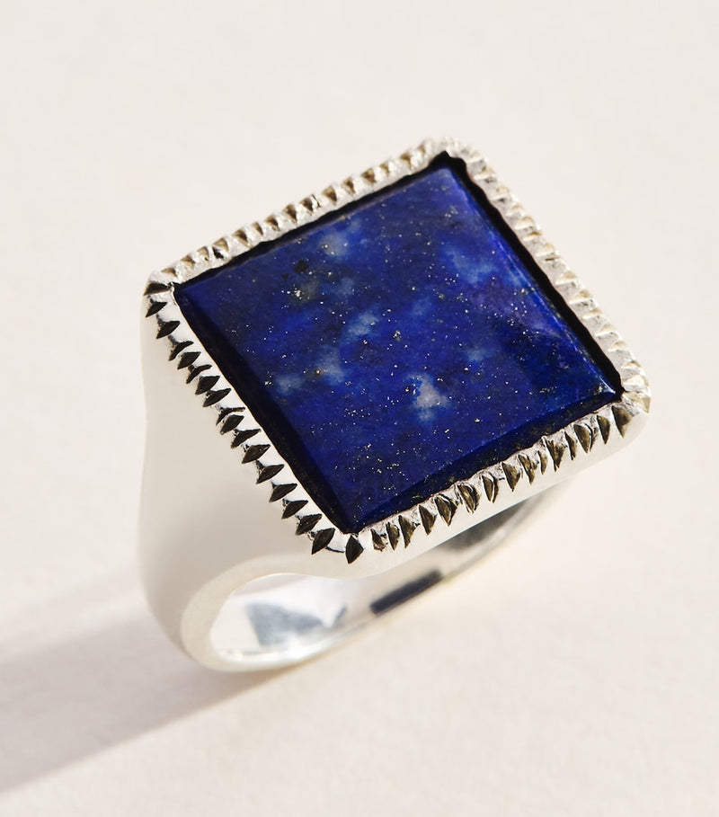 Bleue Burnham sterling silver lapis lazuli signet ring - British product