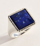 Bleue Burnham sterling silver lapis lazuli signet ring - British product
