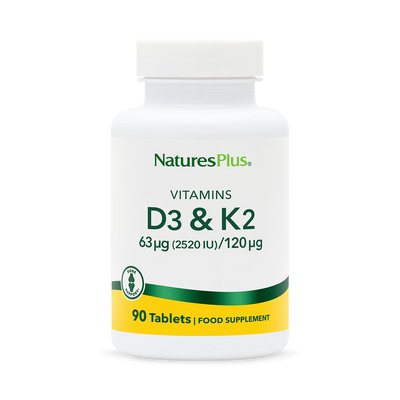 Holland & Barrett NaturesPlus Vitamin D3 2520 IU with K2 120 mcg Supplement Tablets- Buy online at McGrocer