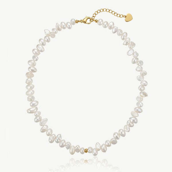 MUCHV gold baroque pearl choker necklace 43cm (British brand)