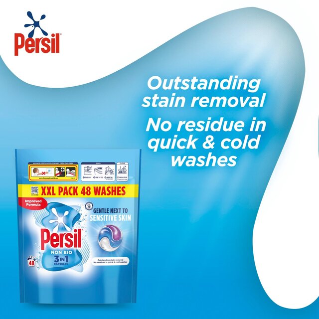 Persil Non Bio 3 in 1 Laundry Washing Detergent Capsules 48 Washes   48 per pack