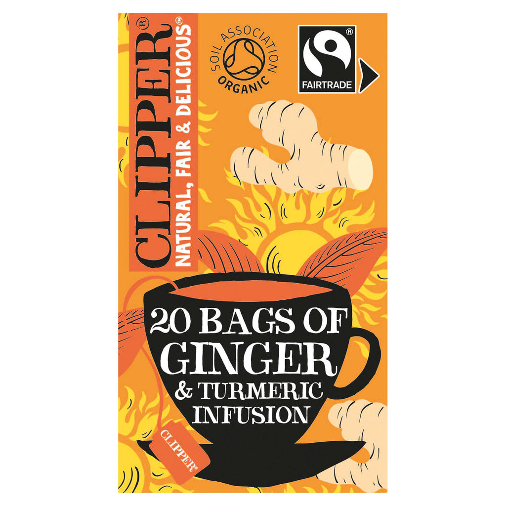 Clipper Fairtrade Restoring Roots Ginger & Turmeric Organic Bags x20 36g