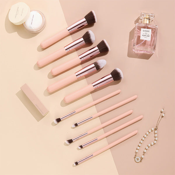 Livingandhome 10-piece makeup brush set pink (British brand)