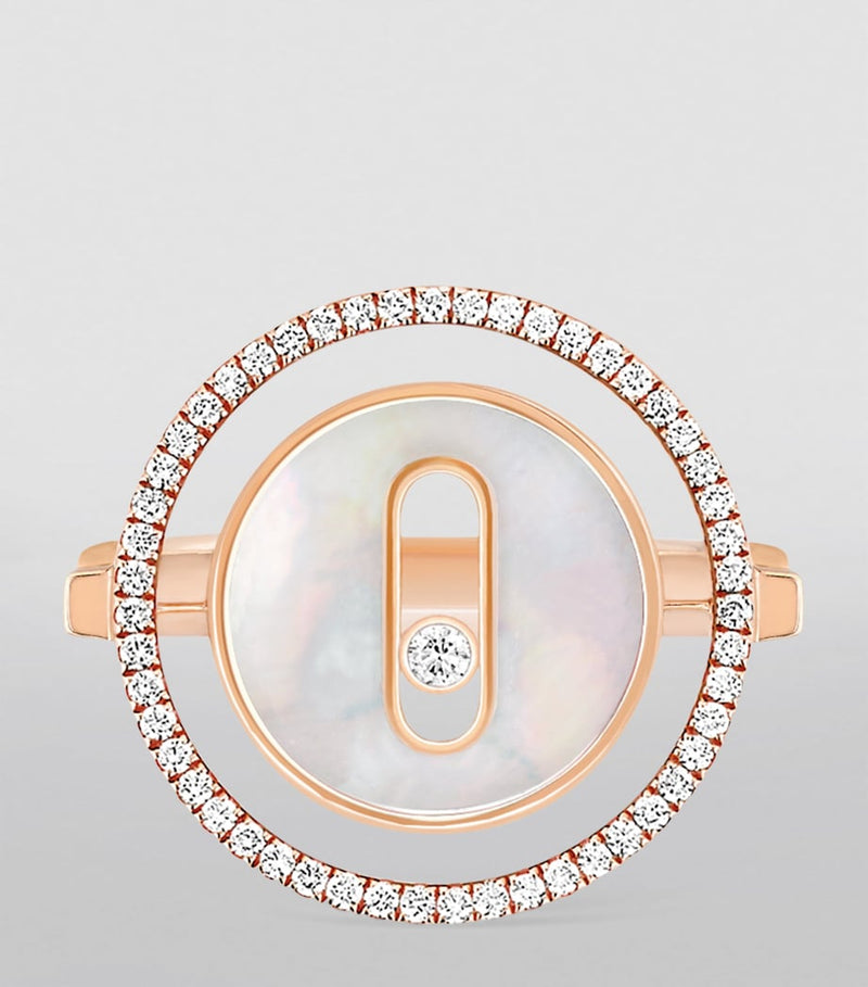 Messika Lucky Move ring pink gold diamond mother-of-pearl 0.18ct (British brand)