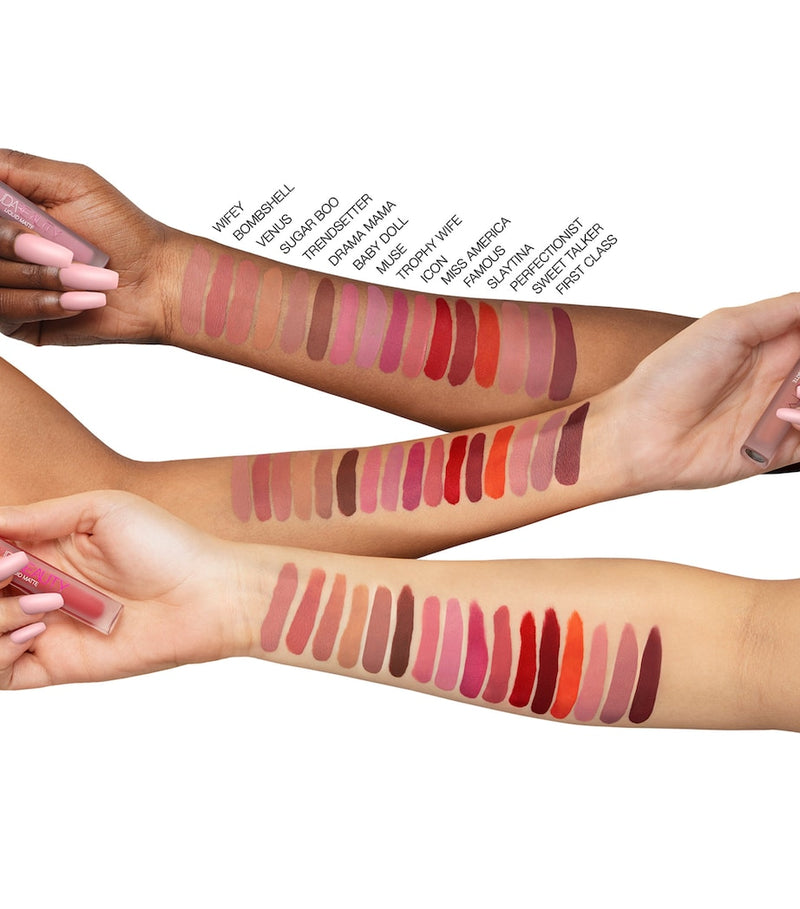 Huda Beauty liquid matte ultra-comfort transfer-proof lipstick, UK version