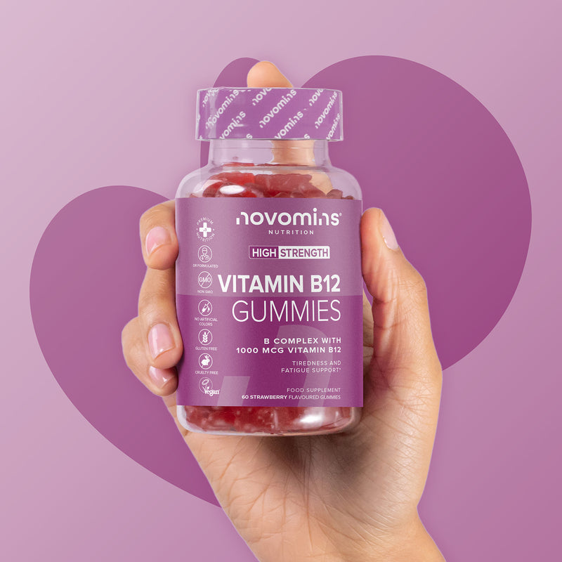 Novomins B12 strawberry flavour gummies 60 count (British brand)