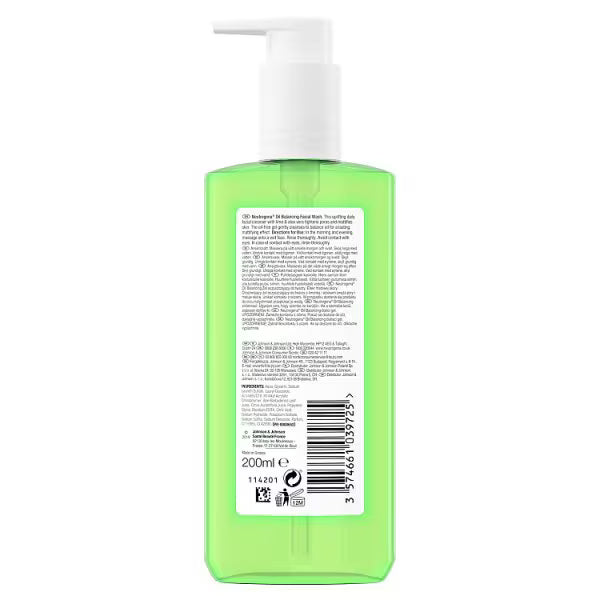 Neutrogena Oil Balancing Facial Wash Lime Aloe 200ml, imported from the UK