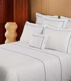 Yves Delorme Super King organic cotton percale flat sheet with striped design (British brand)