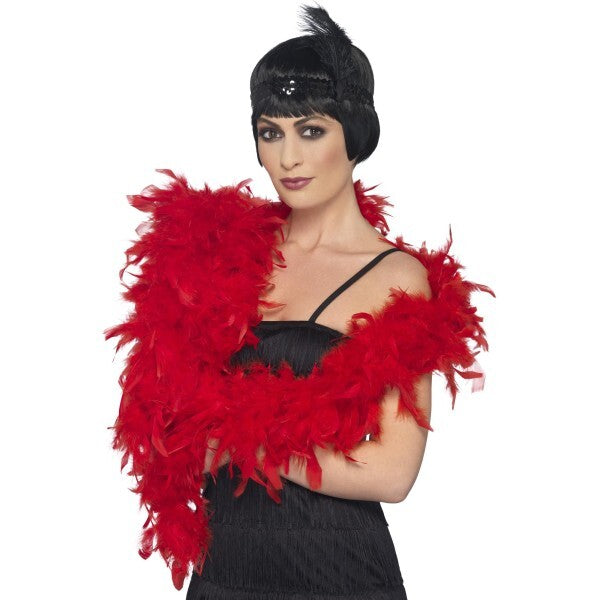 Smiffys deluxe feather boa in red 180cm, UK version