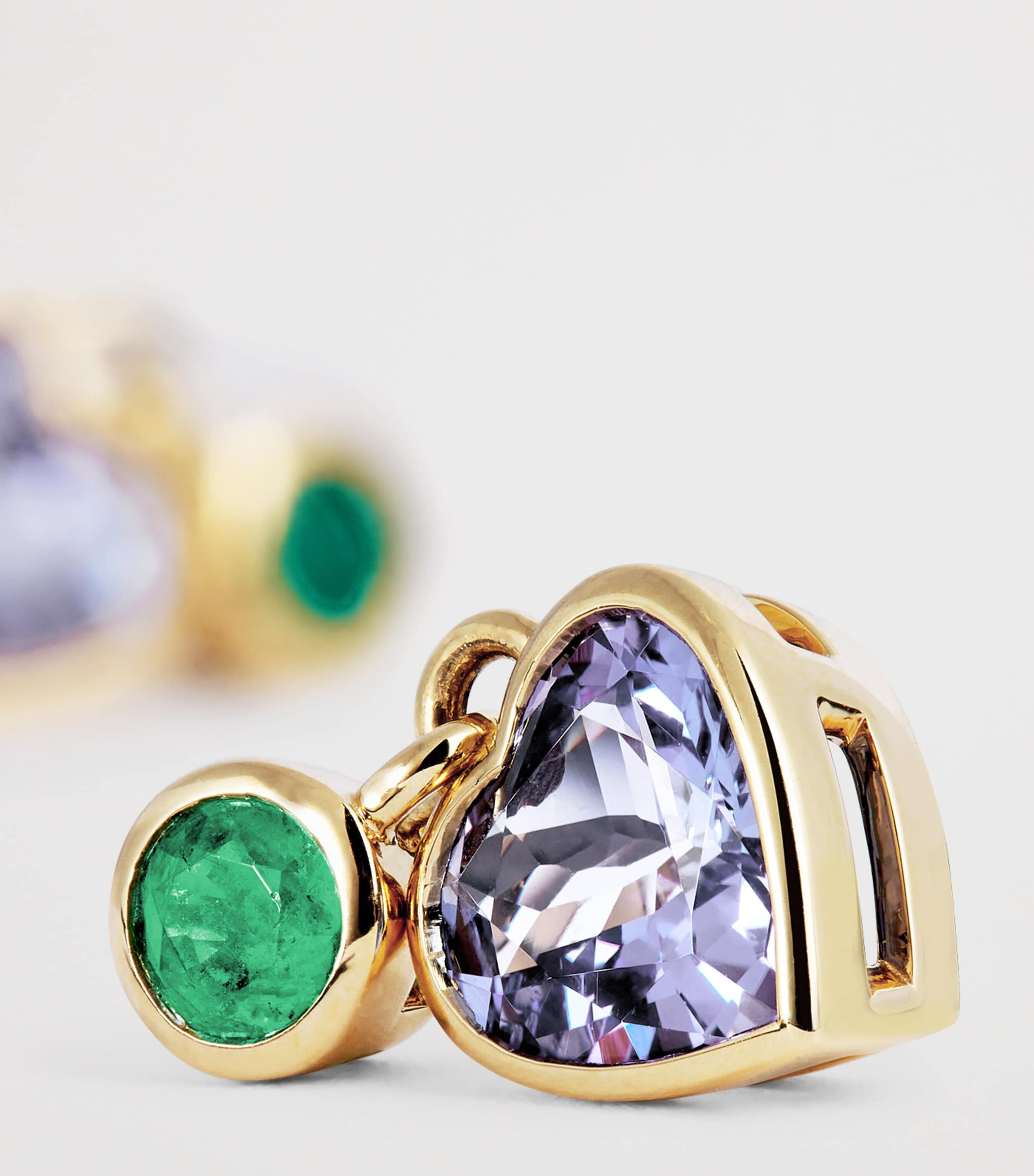 Emily P. Wheeler tanzanite heart earrings yellow gold emerald - British product