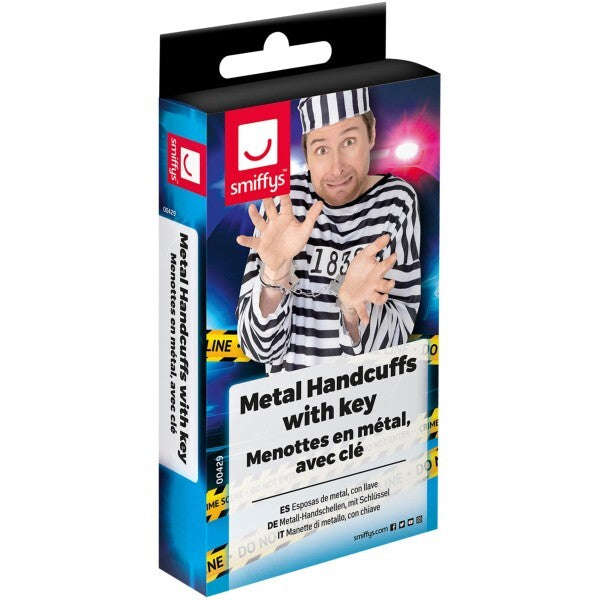 Smiffys metal handcuffs with key (British brand)