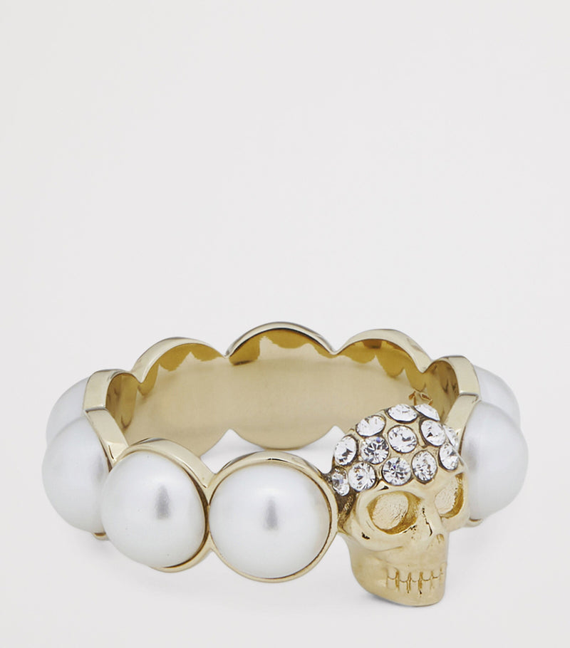 McQueen faux pearl and skull ring - British product
