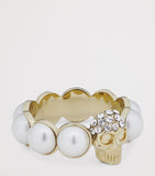 McQueen faux pearl and skull ring - British product