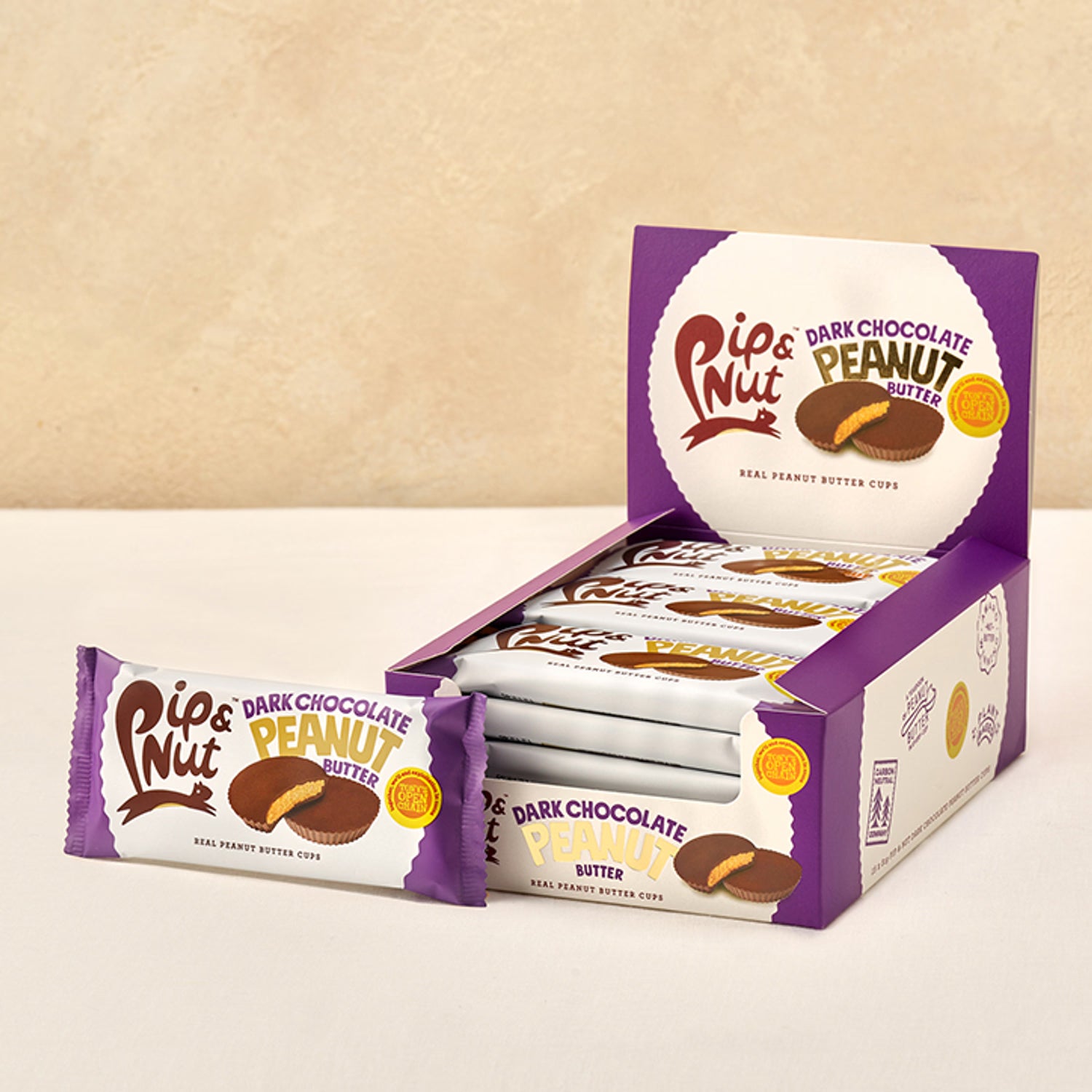 Pip & Nut dark chocolate peanut butter cups 31g, imported from the UK