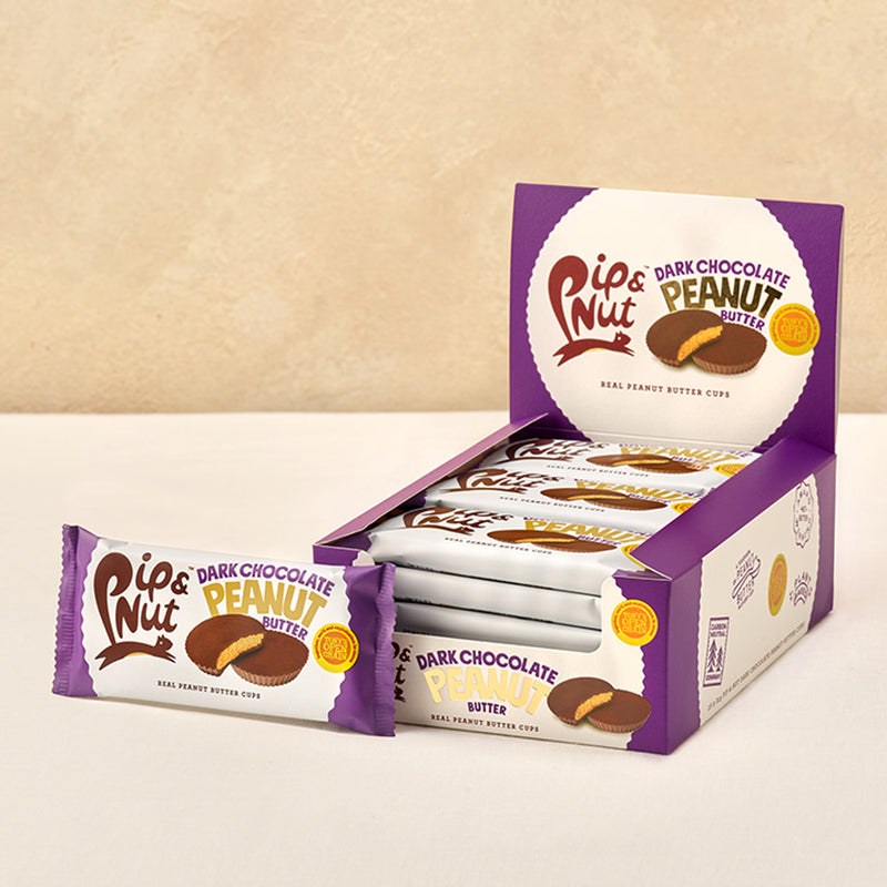 Pip & Nut dark chocolate peanut butter cups 31g, imported from the UK