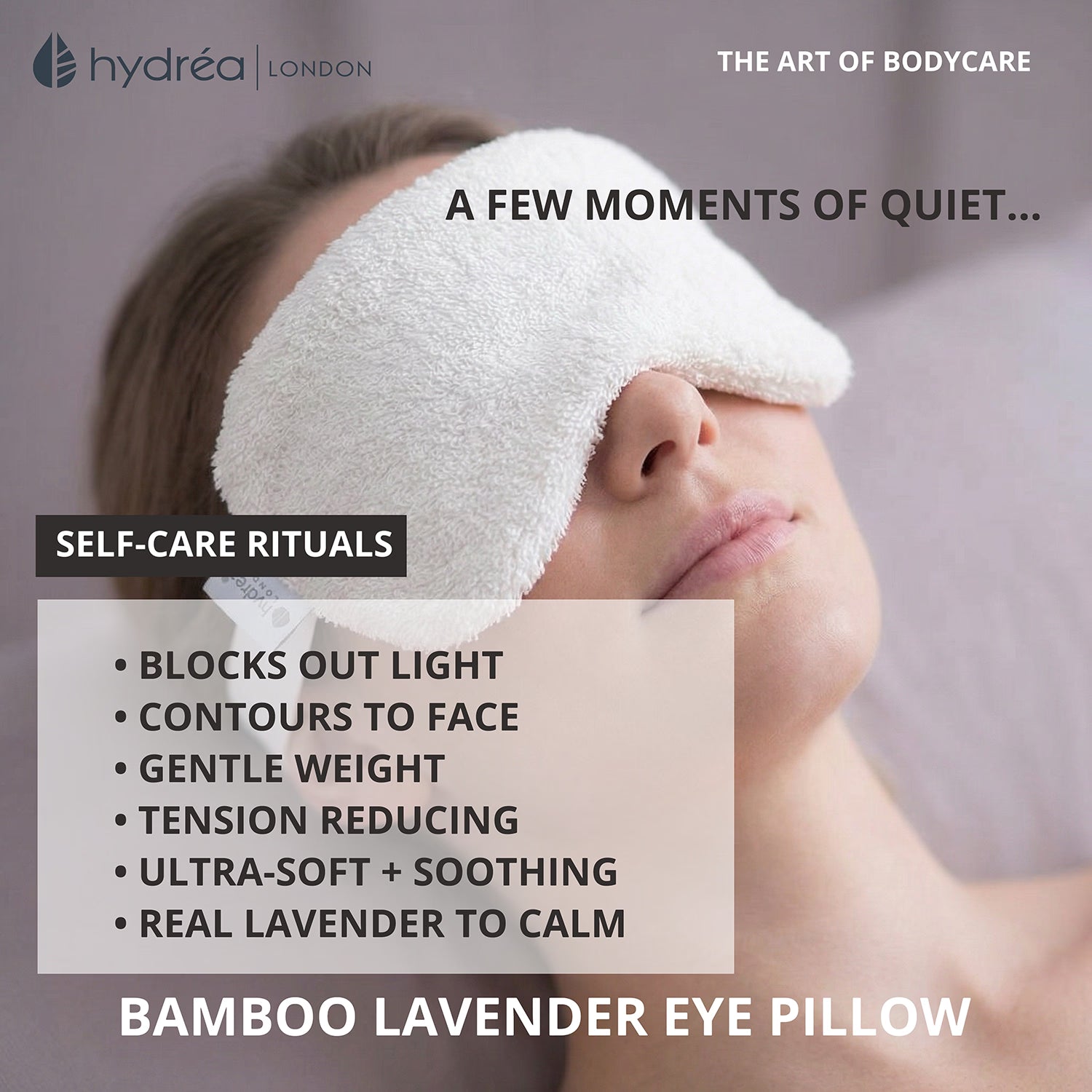 Hydréa London Bamboo & Lavender eye pillow, imported from the UK