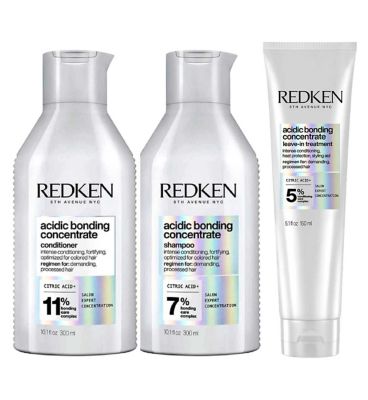 REDKEN Acidic Bonding Concentrate Shampoo, Conditioner and Leave In Conditioner Bundle GOODS Boots   