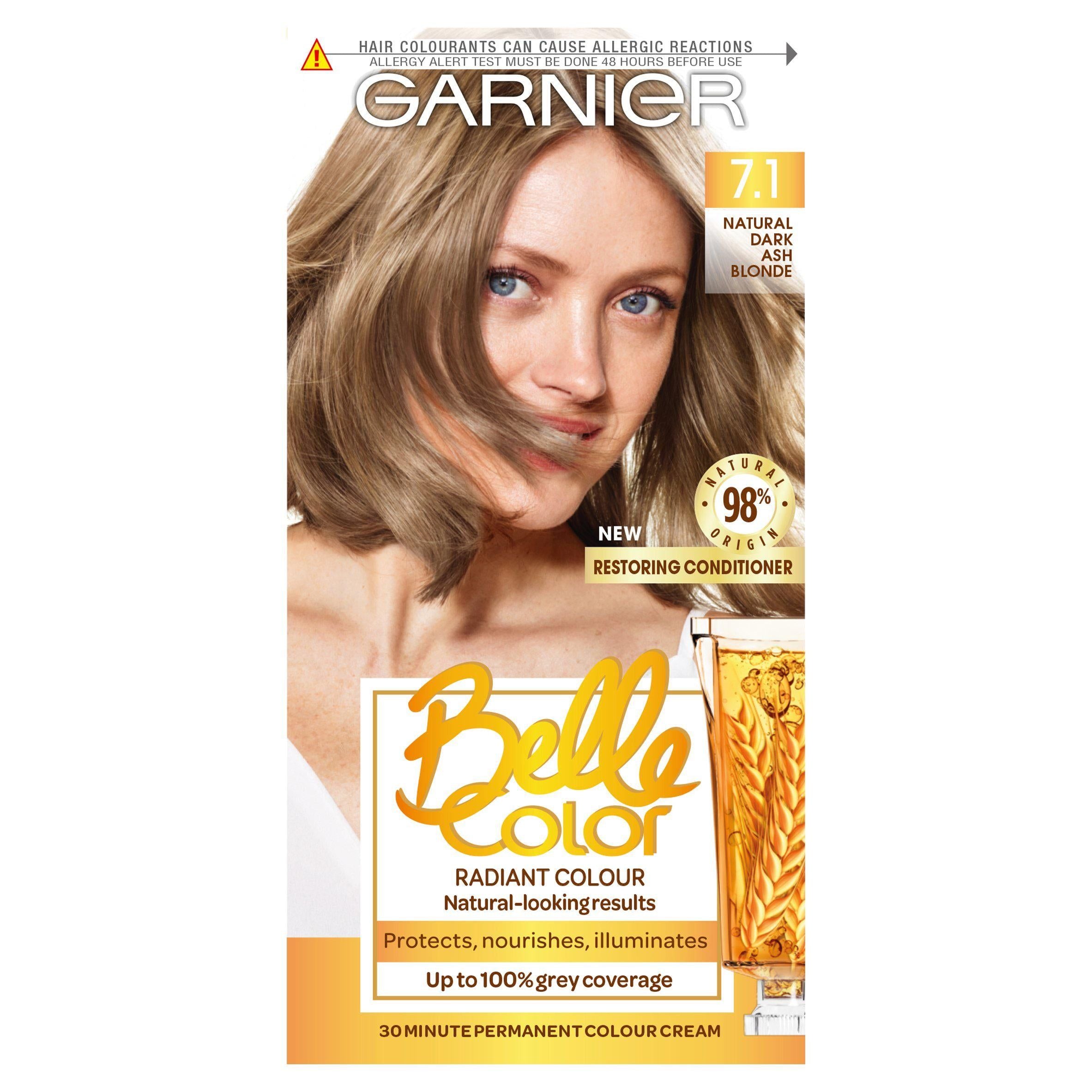 Garnier Belle Color Natural Permanent Hair Dye Dark Ash Blonde 7.1 Blonde Sainsburys   