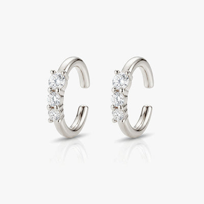Superdrug MUCHV Sterling Silver Ear Cuffs with Three Cubic Zirconia Stones - 1cm- Buy online at McGrocer