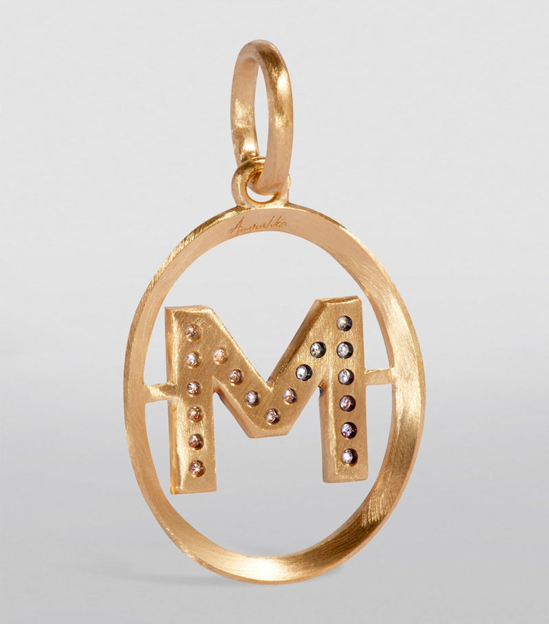 Annoushka yellow gold diamond initial M pendant, UK version