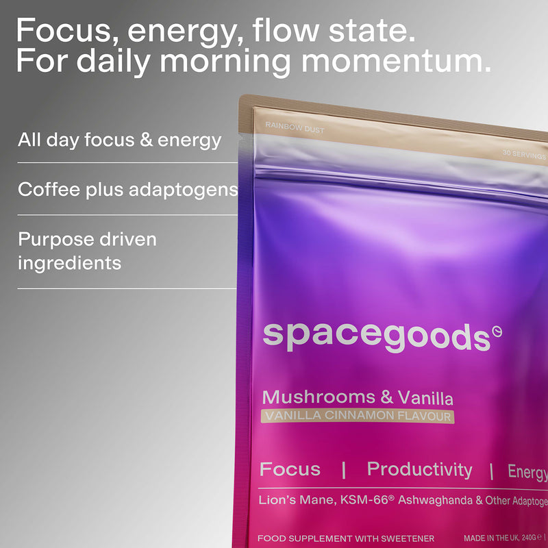 Spacegoods Rainbow Dust vanilla cinnamon superfood powder 240g - British product
