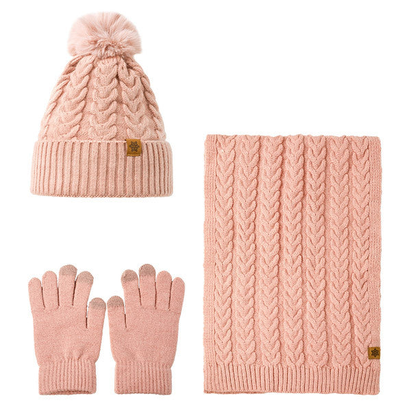 Livingandhome pink winter hat scarf gloves set, UK version