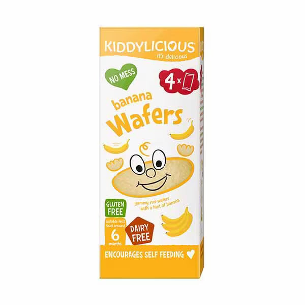 Kiddylicious Banana Mini Wafers 4x4g multipack, UK version