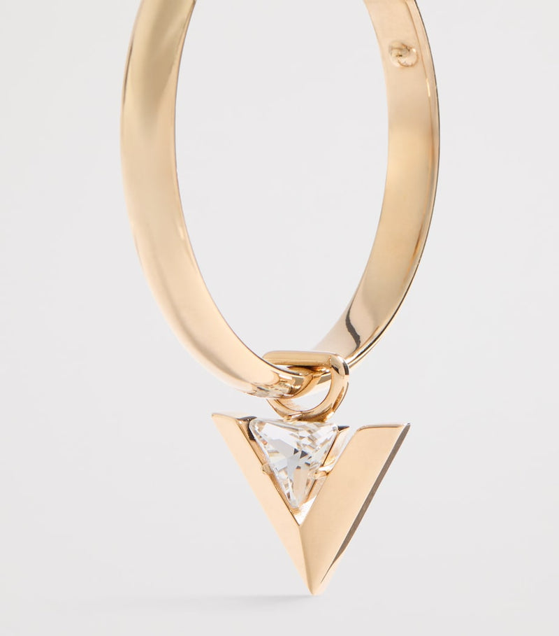 Valentino Garavani asymmetric hoop earring with crystal V pendant (British brand)
