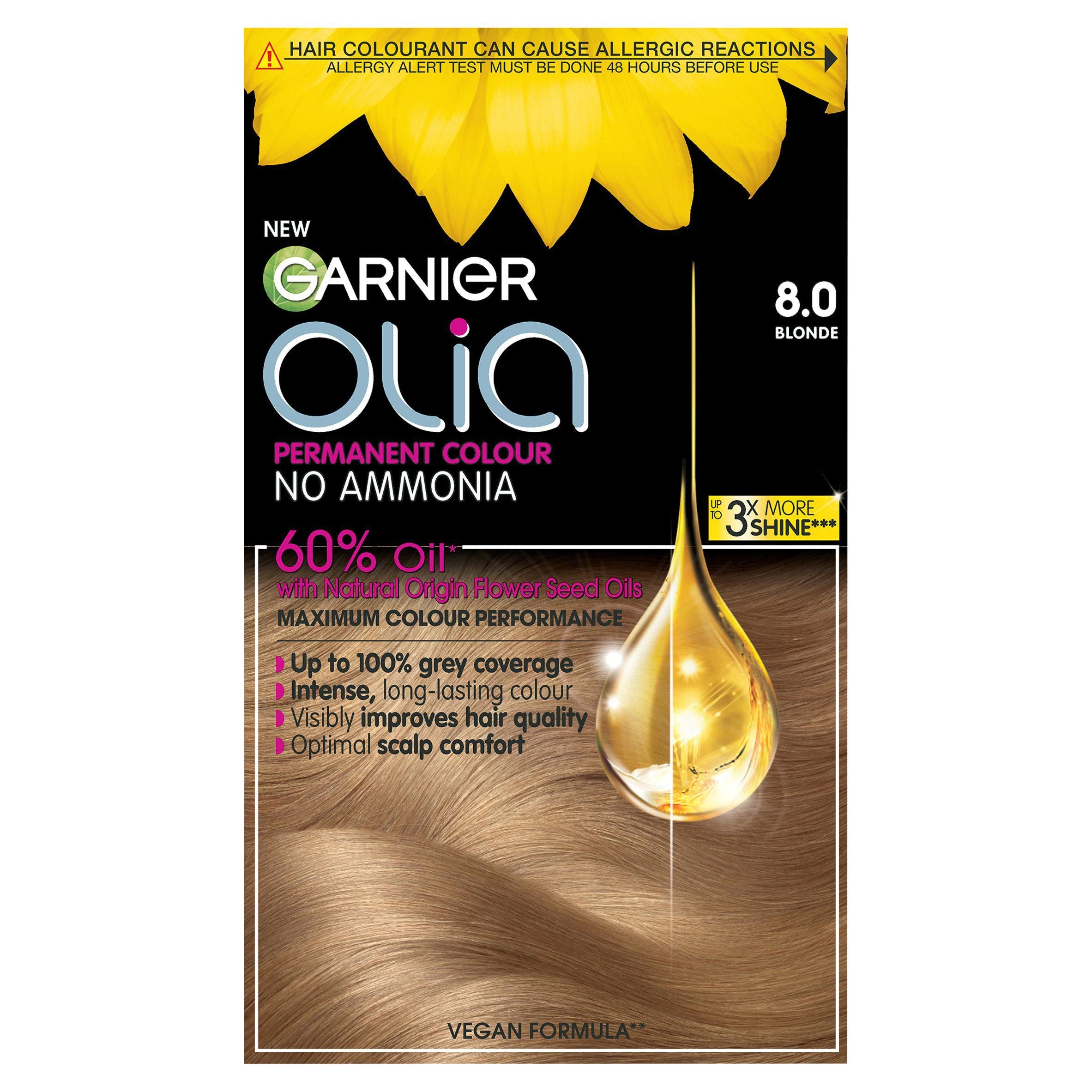 Garnier Olia Permanent No Ammonia Hair Dye Blonde 8.0 Blonde Sainsburys   