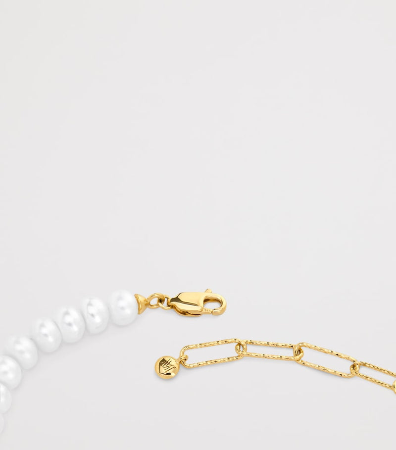 Monica Vinader Nomade gold vermeil pearl bracelet, imported from the UK