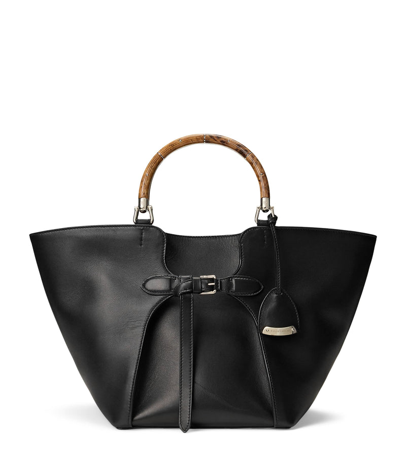 Ralph Lauren Collection leather tote bag with wooden handles, imported from the UK