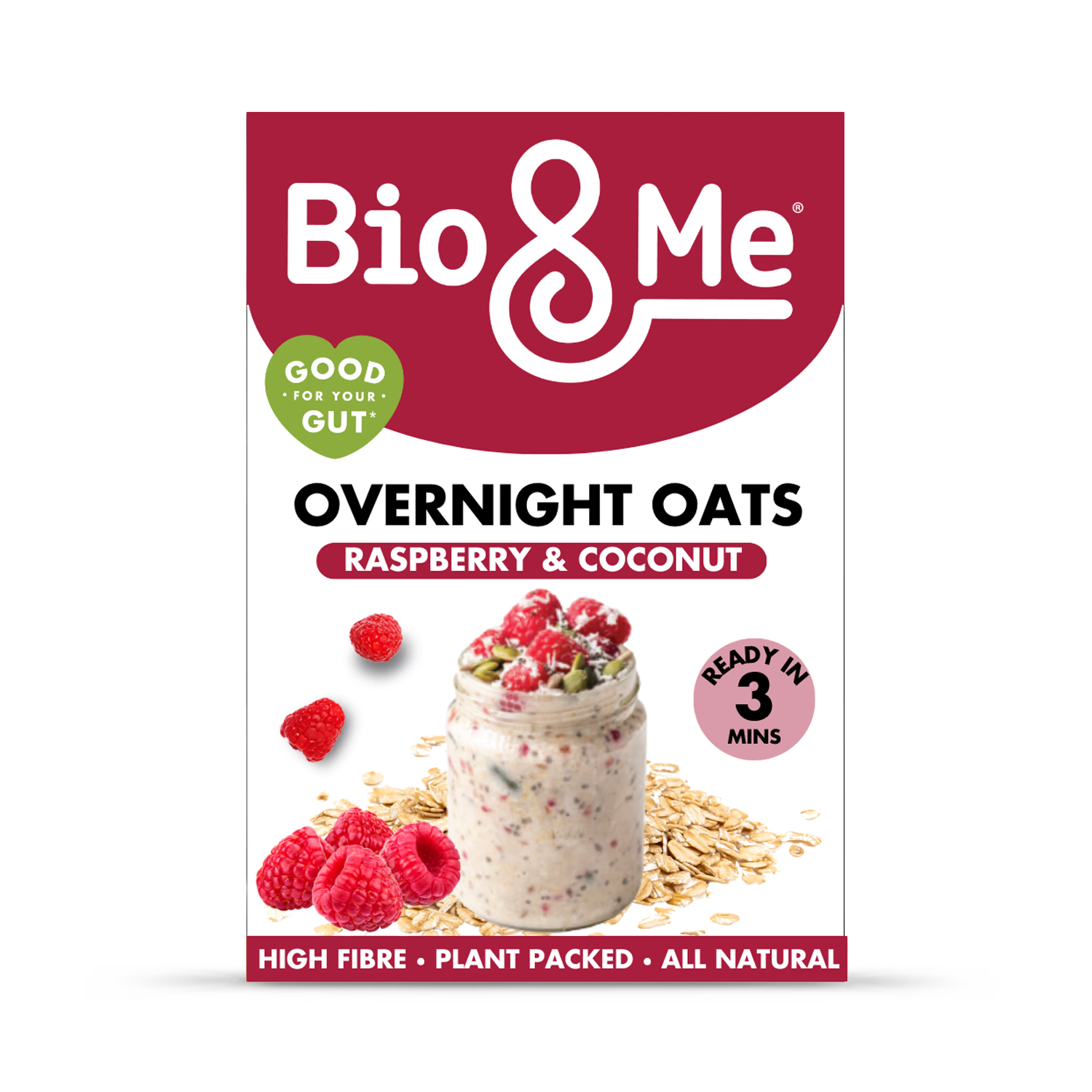 Bio & Me Overnight Oats Raspberry & Coconut 350g - British product