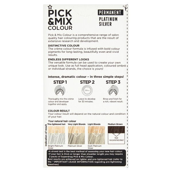 Pick & Mix Permanent Hair Dye Platinum Silver GOODS Superdrug   