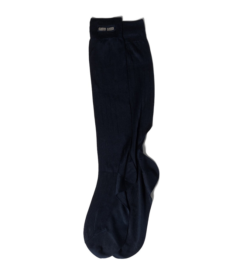 Miu Miu Seidenmischung Logo Socken - Britisches Produkt