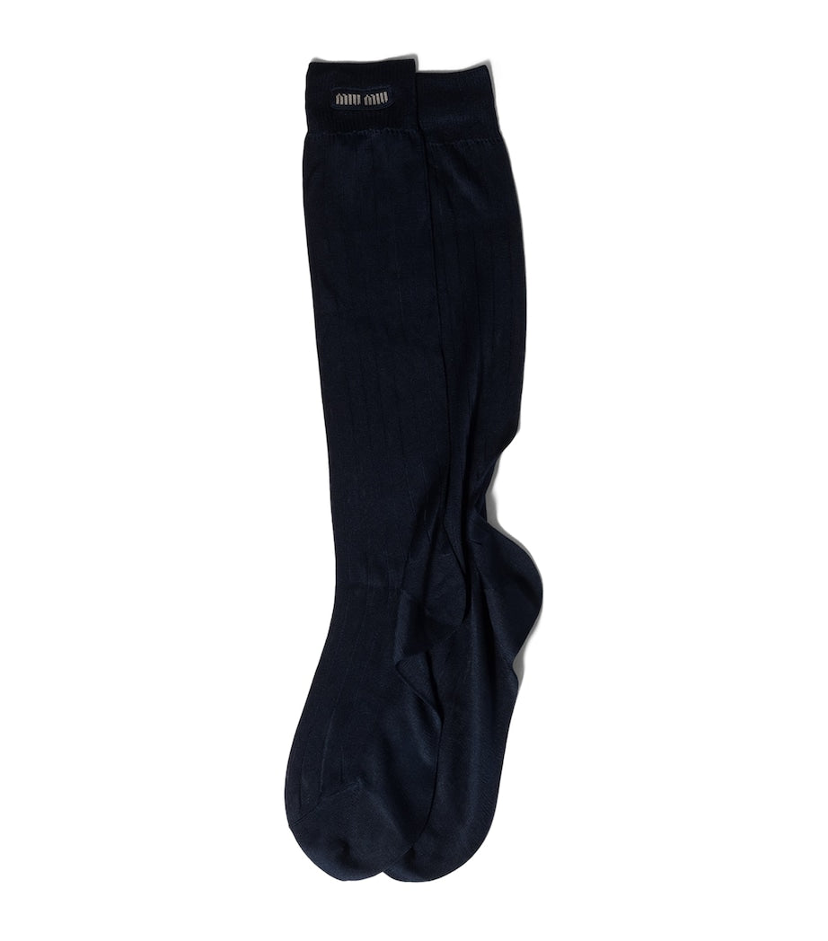Miu Miu Seidenmischung Logo Socken - Britisches Produkt
