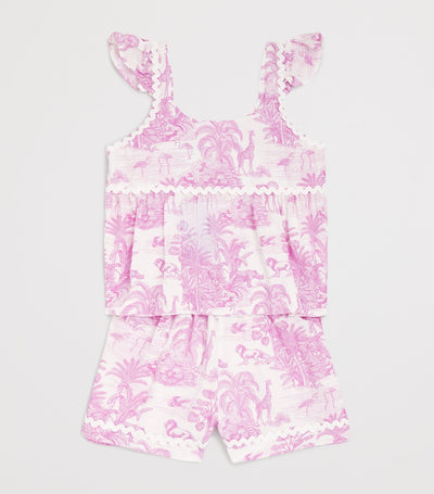 Marie Raxevsky Dschungel-Print-Set für Oberteil und Shorts für Kinder (2-12 Jahre)