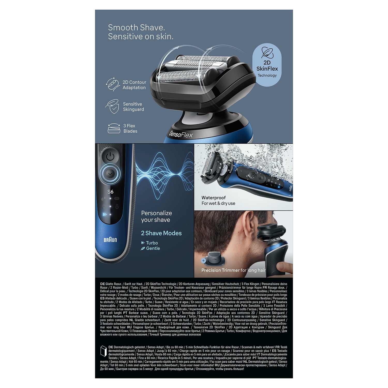 Braun Series 6 electric shaver blue - British product