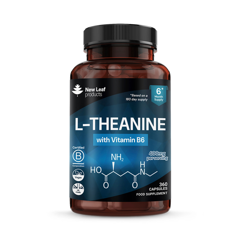 New Leaf Products L-Theanine 360 capsules, imported from the UK