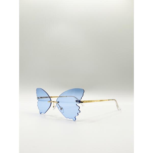 SVNX frameless blue butterfly sunglasses gold frame (British brand)