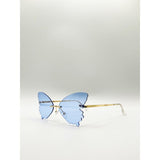 SVNX frameless blue butterfly sunglasses gold frame (British brand)