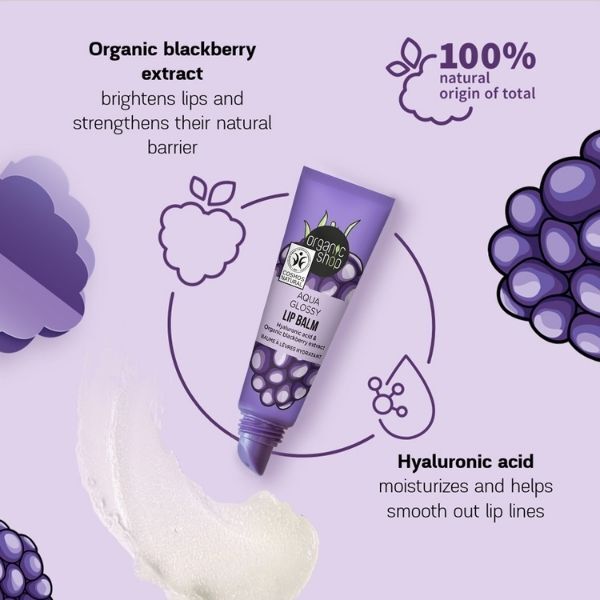 Organic Shop Aqua Glossy lip balm 10ml - British product