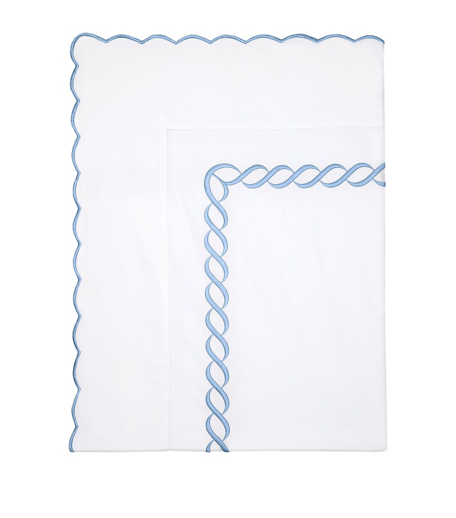 Pratesi king fitted sheet with braid pattern 275cm x 275cm, imported from the UK