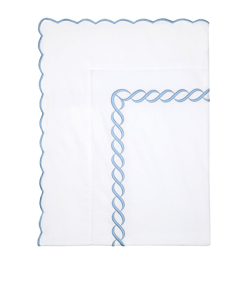 Pratesi king fitted sheet with braid pattern 275cm x 275cm, imported from the UK
